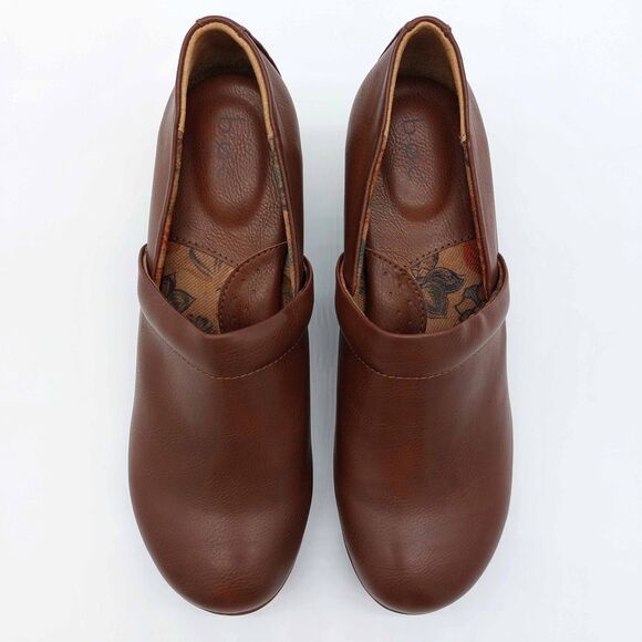 BOC Born Concepts Brown Slip-On Clogs Size 10M Faux Leather Comfort Heel Shoes - Picture 8 of 10